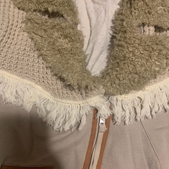 Free People Cozy Knit Mix Moto Jacket Winter White Sz S NWT - Picture 12 of 14